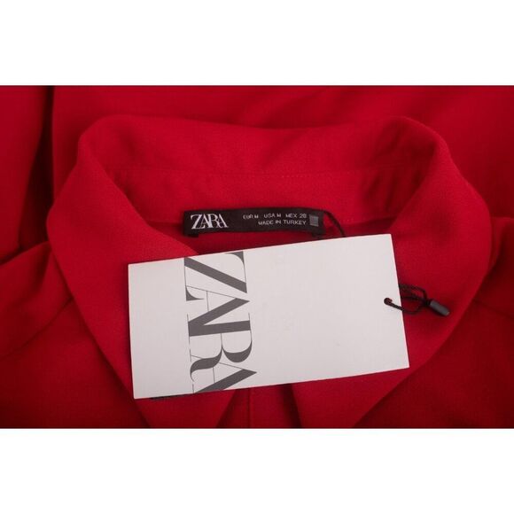 Zara Womans Waisted Shirt Dress Size M Red Belted Shirt Style 3897/053 NWT - Picture 6 of 6